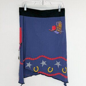 NEW Patchwork Upcycled Skirt Sz Large Recycled Made in Montana Western Cowgirl